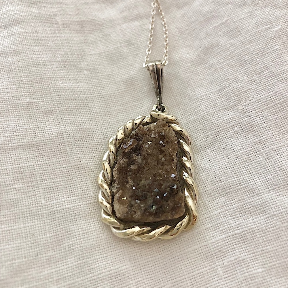 Solid Sterling Silver Crystal Necklace - image 1